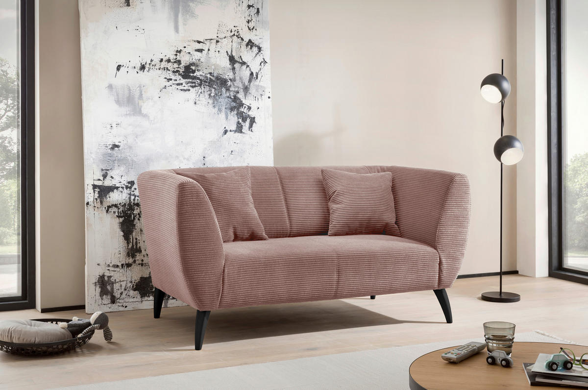 2-SITZER-SOFA in Cord Rosa  - Schwarz/Rosa, Modern, Holz/Textil (172/83/88cm) - MID.YOU