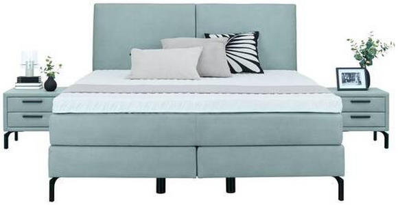 BOXSPRINGBETT 200/200 cm in Jadegrün - Jadegrün/Schwarz, KONVENTIONELL, Textil/Metall (200/200cm) - Dieter Knoll