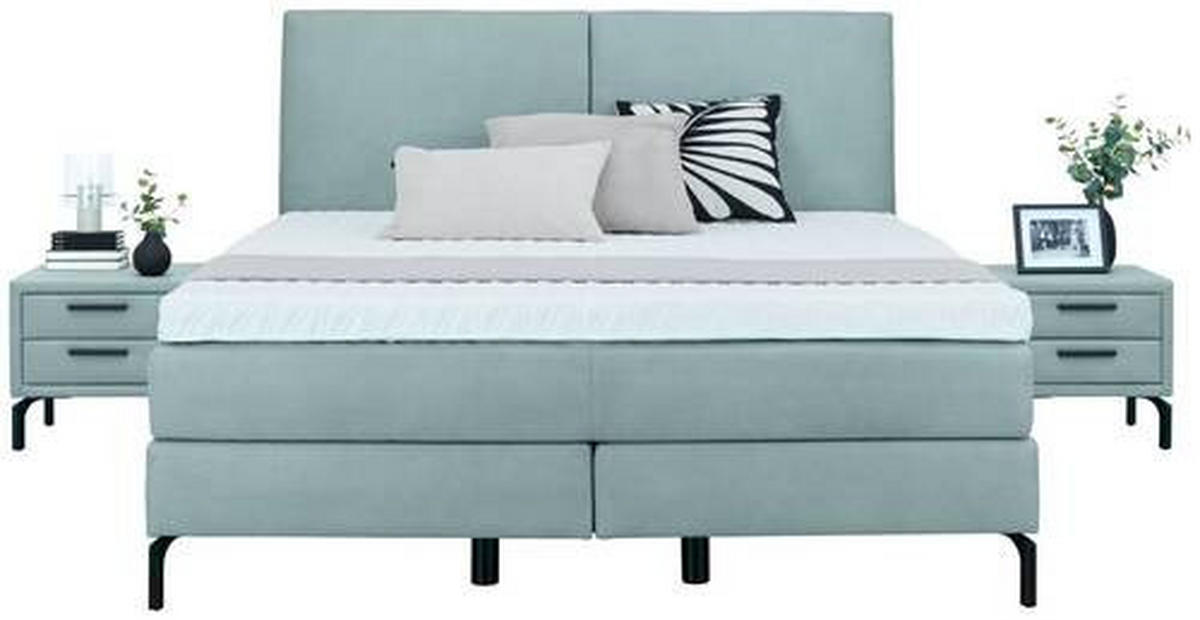 BOXSPRINGBETT 200/200 cm  in Jadegrün  - Jadegrün/Schwarz, Konventionell, Textil/Metall (200/200cm) - Dieter Knoll