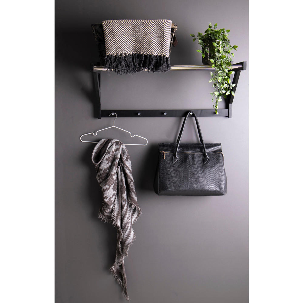 HUTABLAGE  in Pappel Schwarz, Silberfarben  - Silberfarben/Schwarz, Basics, Holz/Metall (32/34/78cm)