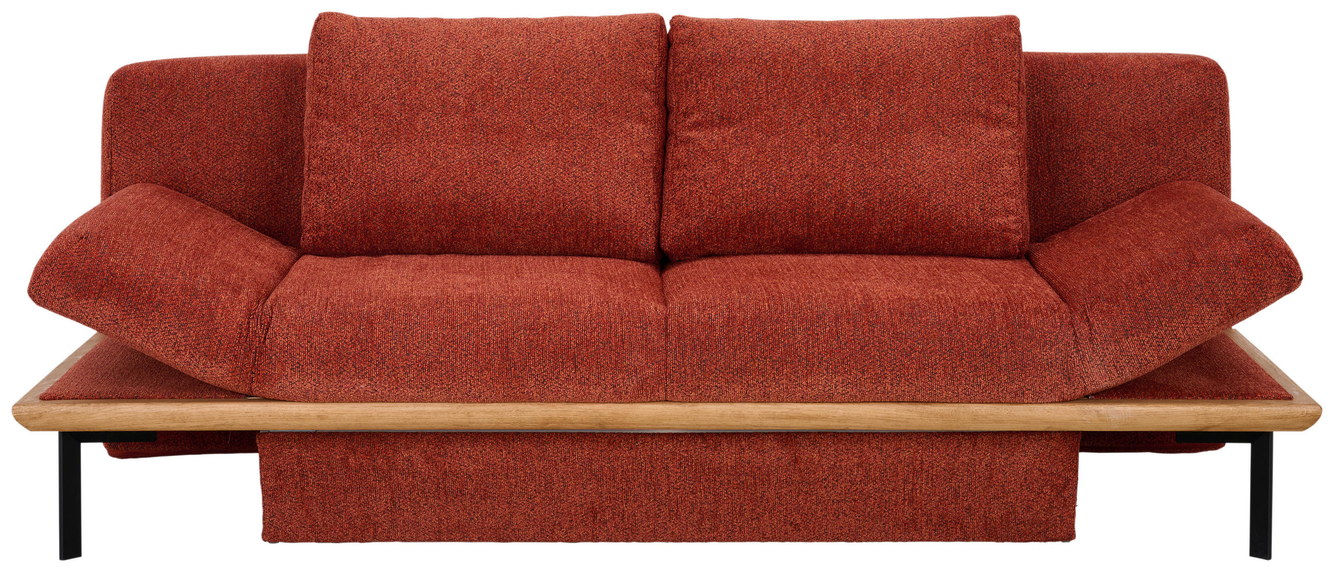 ZOFA S POSTELJNO FUNKCIJO,  opečnato rjava tekstil  - črna/opečnato rjava, Design, kovina/tekstil (212/89/102cm) - Novel