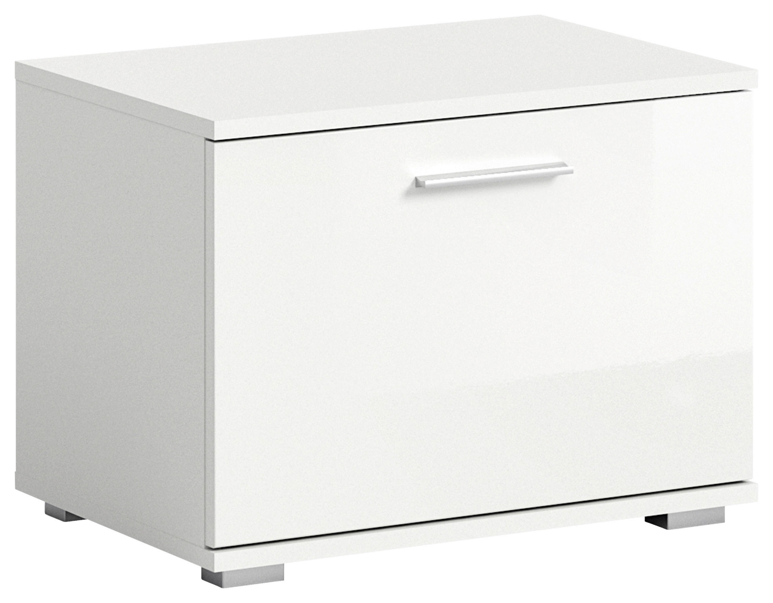 GARDEROBENBANK Prego  in 55/40/37 cm  - Weiß Hochglanz/Silberfarben, Design, Holzwerkstoff/Kunststoff (55/40/37cm) - Xora