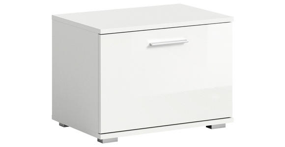 GARDEROBENBANK Prego  in 55/40/37 cm  - Weiß Hochglanz/Silberfarben, Design, Holzwerkstoff/Kunststoff (55/40/37cm) - Xora