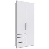 DREHTÜRENSCHRANK 100/236/58 cm,  in Weiß, 2 Tür(en)  - Chromfarben/Weiß, MODERN, Holzwerkstoff/Metall (100/236/58cm) - MID.YOU