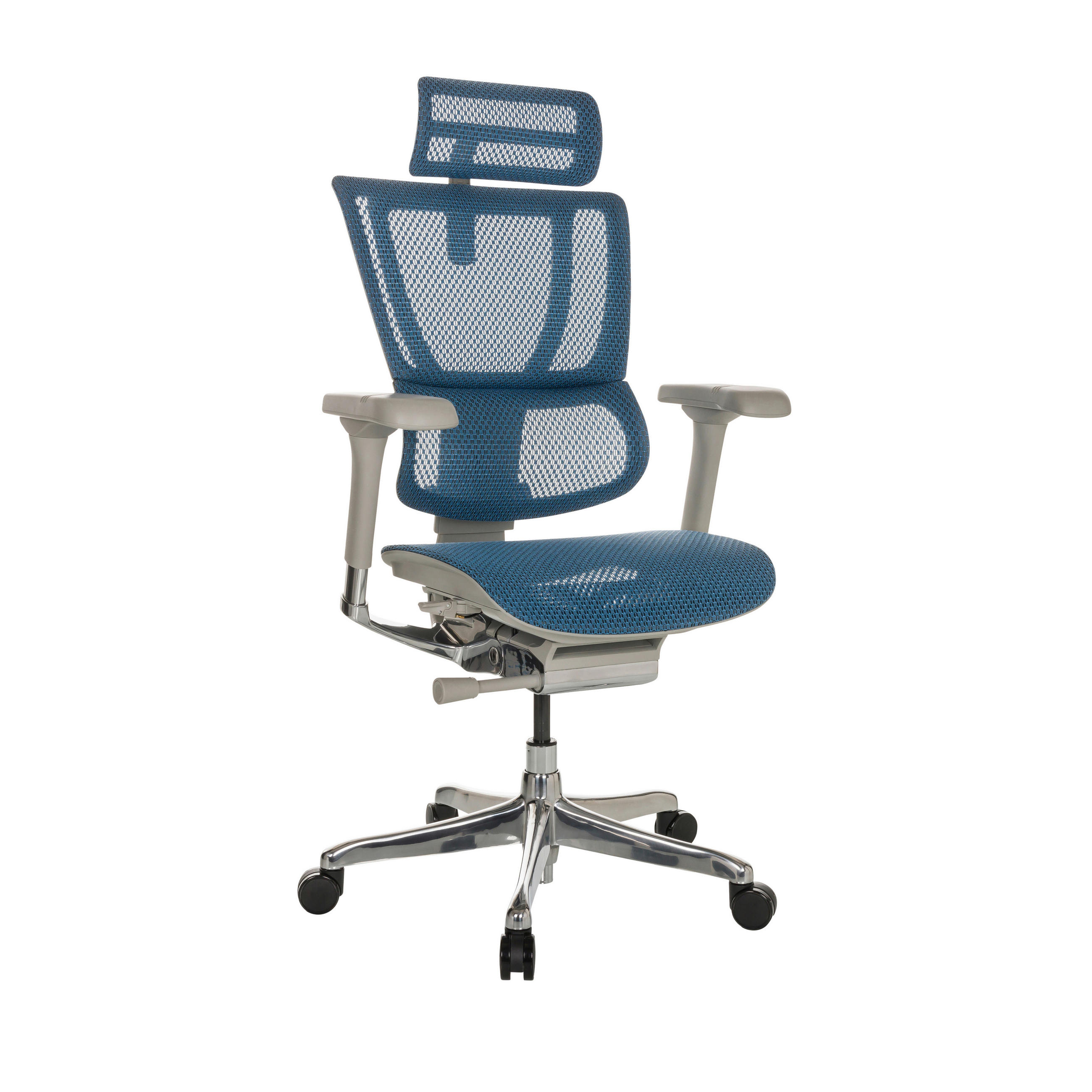 DREHSTUHL Netz Blau  - Blau/Silberfarben, Basics, Kunststoff/Textil (69/116-138/66cm) - MID.YOU