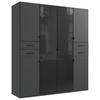 KLEIDERSCHRANK 180/208/58 cm 6-türig Graphitfarben, Schwarz  - Schwarz/Graphitfarben, KONVENTIONELL, Glas/Holzwerkstoff (180/208/58cm) - Boxxx