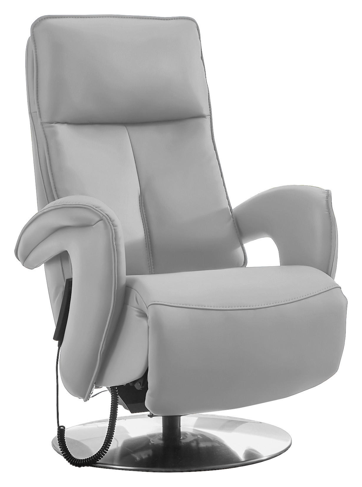 RELAXSESSEL in Leder Weiß  - Chromfarben/Weiß, Design, Leder/Metall (77/110/87cm) - Valdera