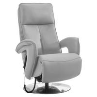 RELAXSESSEL in Leder Weiss  - Chromfarben/Weiss, Design, Leder/Metall (77/110/87cm) - Valdera