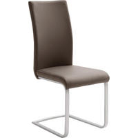 SCHWINGSTUHL  in Edelstahl Lederlook  - Edelstahlfarben/Creme, Design, Textil/Metall (42/102/58cm) - MID.YOU