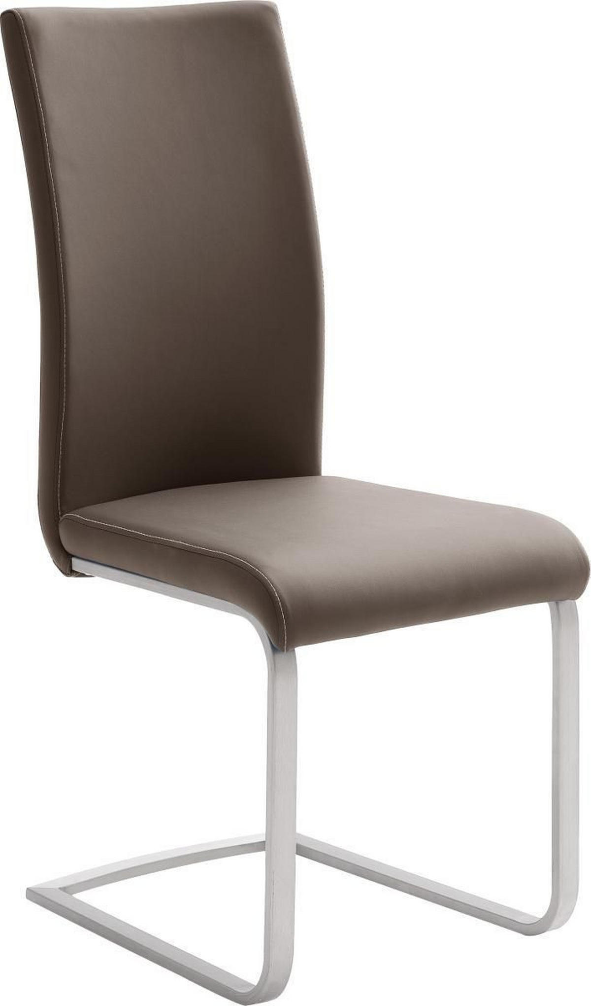 SCHWINGSTUHL  in Edelstahl Lederlook  - Edelstahlfarben/Creme, Design, Textil/Metall (42/102/58cm) - MID.YOU