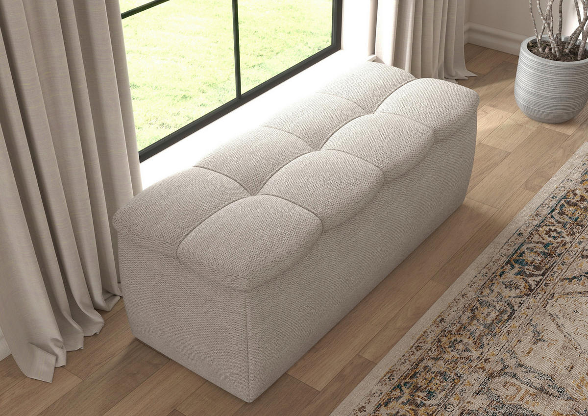 BETTBANK Bouclé Elfenbein  - Elfenbein/Schwarz, Basics, Kunststoff/Textil (144/56/55cm) - Chameo