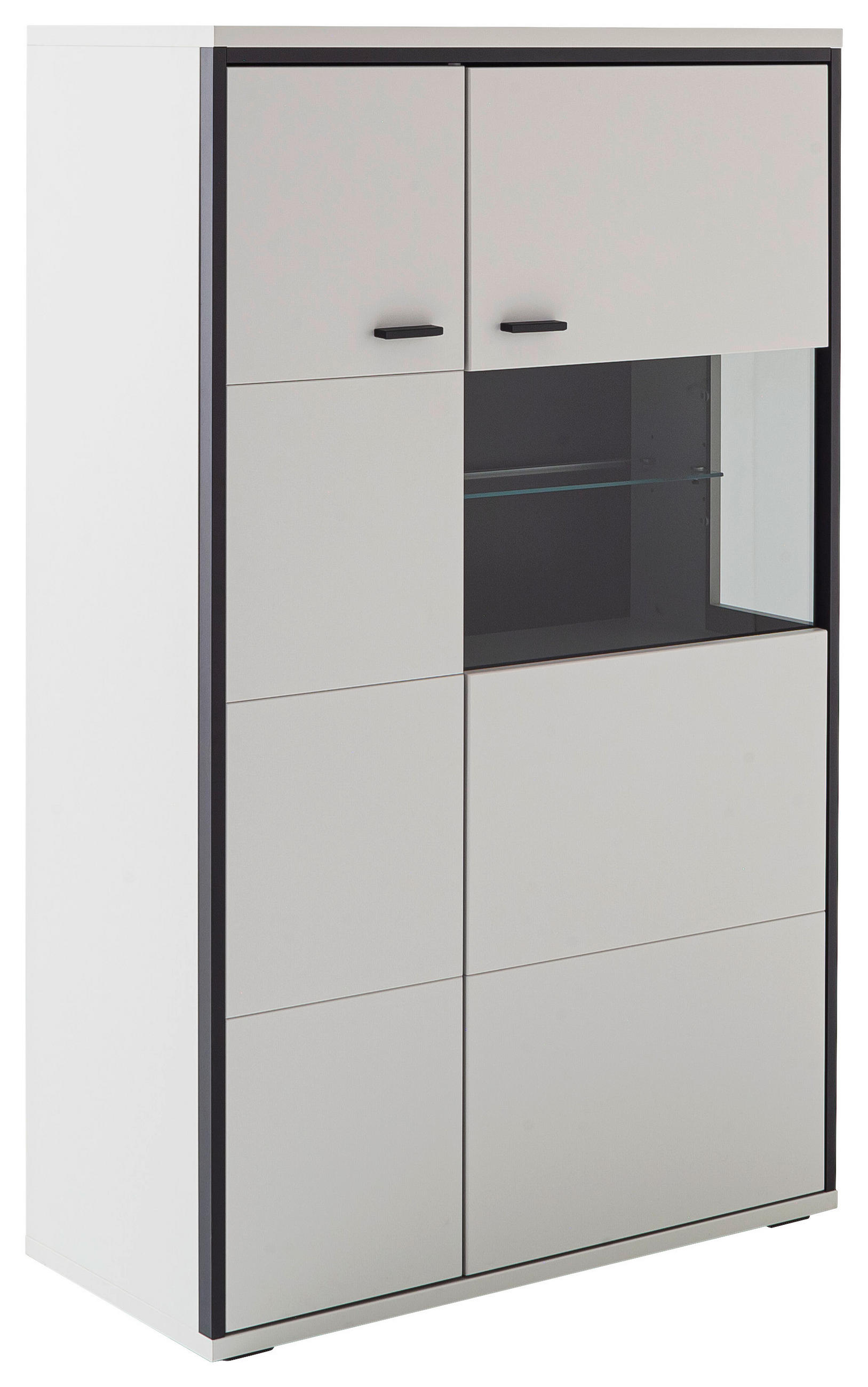 HIGHBOARD Schwarz, Weiss  84/136/38 cm  - Weiss/Schwarz, Design, Glas/Holzwerkstoff (84/136/38cm) - Stylife