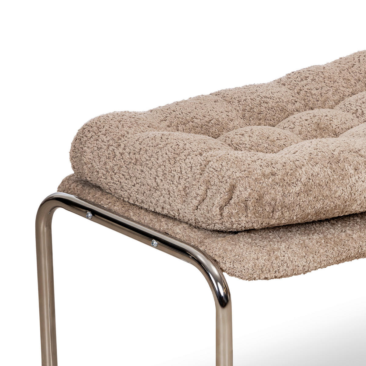 PALL i metall, textil kromfärg, beige  - beige/kromfärg, Design, metall/textil (67/42/41cm) - Best Price