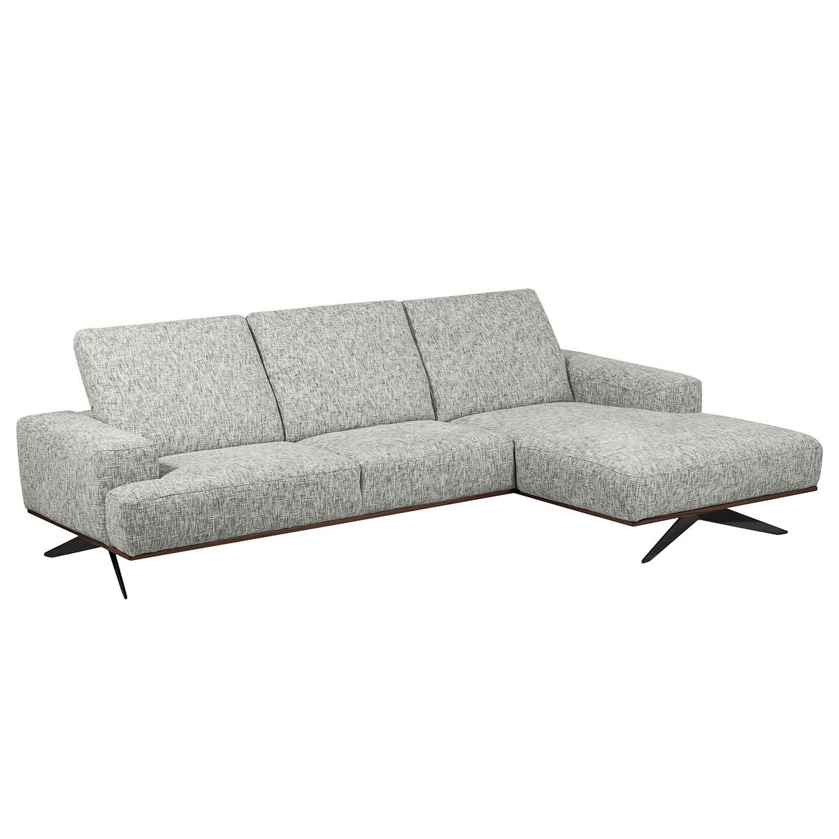 ECKSOFA PORTLAND in Struktur Grau Kopfteilverstellung  295/187 cm  - Schwarz/Grau, Design, Holz/Textil (295/187cm) - Livetastic