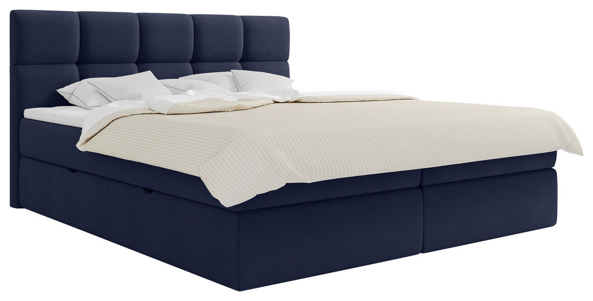 BOXBETT 200/220 cm  in Dunkelblau  - Schwarz/Dunkelblau, MODERN, Holz/Holzwerkstoff (200/220cm) - MID.YOU