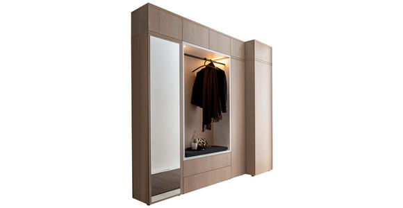 GARDEROBE 10-teilig  in 250/233/59 cm  - Eichefarben/Weiß, Design, Holzwerkstoff/Textil (250/233/59cm) - Moderano