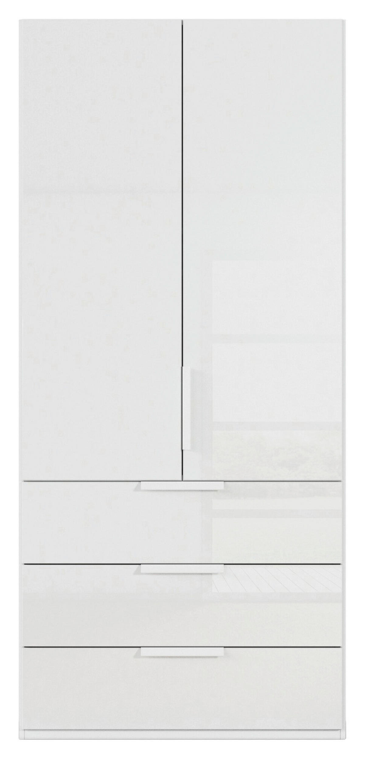 DREHTÜRENSCHRANK 101/235/61 cm,  in Weiß, 2-türig  - Weiß, Basics, Glas/Holzwerkstoff (101/235/61cm) - Novel