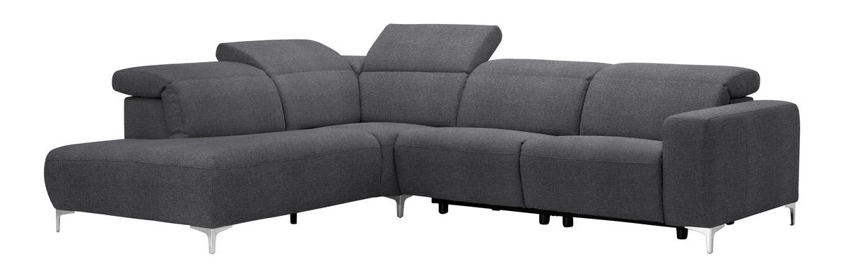 ECKSOFA Dunkelgrau Flachgewebe  - Dunkelgrau, Design, Textil/Metall (238/290cm) - Pure Home Lifestyle