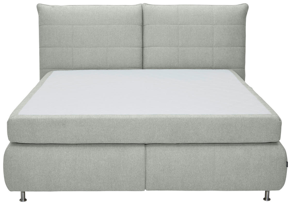 BOXSPRINGBETT 200/200 cm  in Hellgrau  - Edelstahlfarben/Hellgrau, Konventionell, Textil (200/200cm) - Dieter Knoll