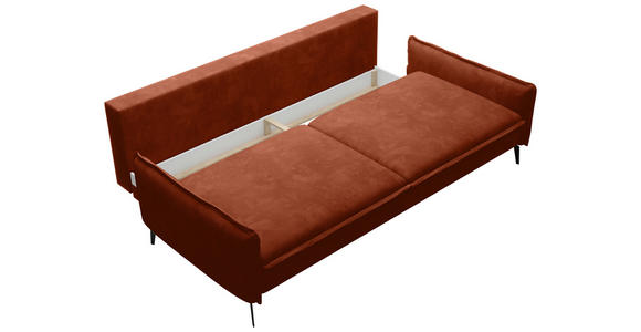 SCHLAFSOFA  mit Liegefunktion, Rücken echt Chenille Terracotta  - Terracotta/Schwarz, KONVENTIONELL, Textil/Metall (223/89/107cm) - Carryhome