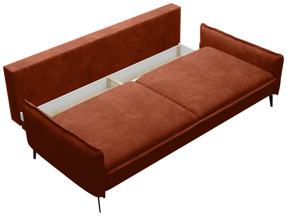 SCHLAFSOFA Chenille Terracotta  - Terracotta/Schwarz, KONVENTIONELL, Textil/Metall (223/89/107cm) - Carryhome