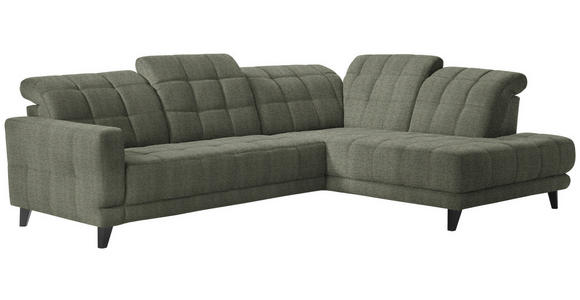 ECKSOFA in Webstoff Grün  - Schwarz/Grün, Design, Holz/Textil (302/216cm) - Xora