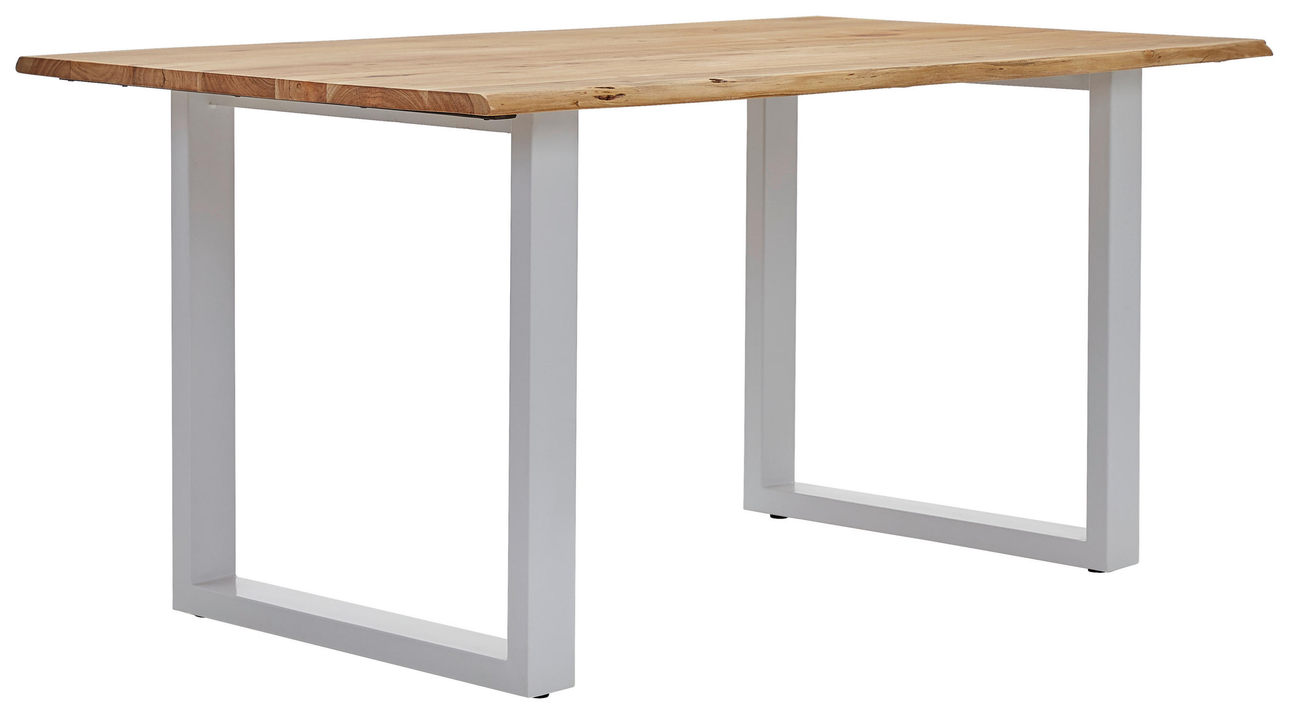 ESSTISCH Akazie vollmassiv rechteckig Weiß, Akaziefarben  - Weiß/Akaziefarben, Natur, Holz/Metall (160/90/76cm) - Livetastic