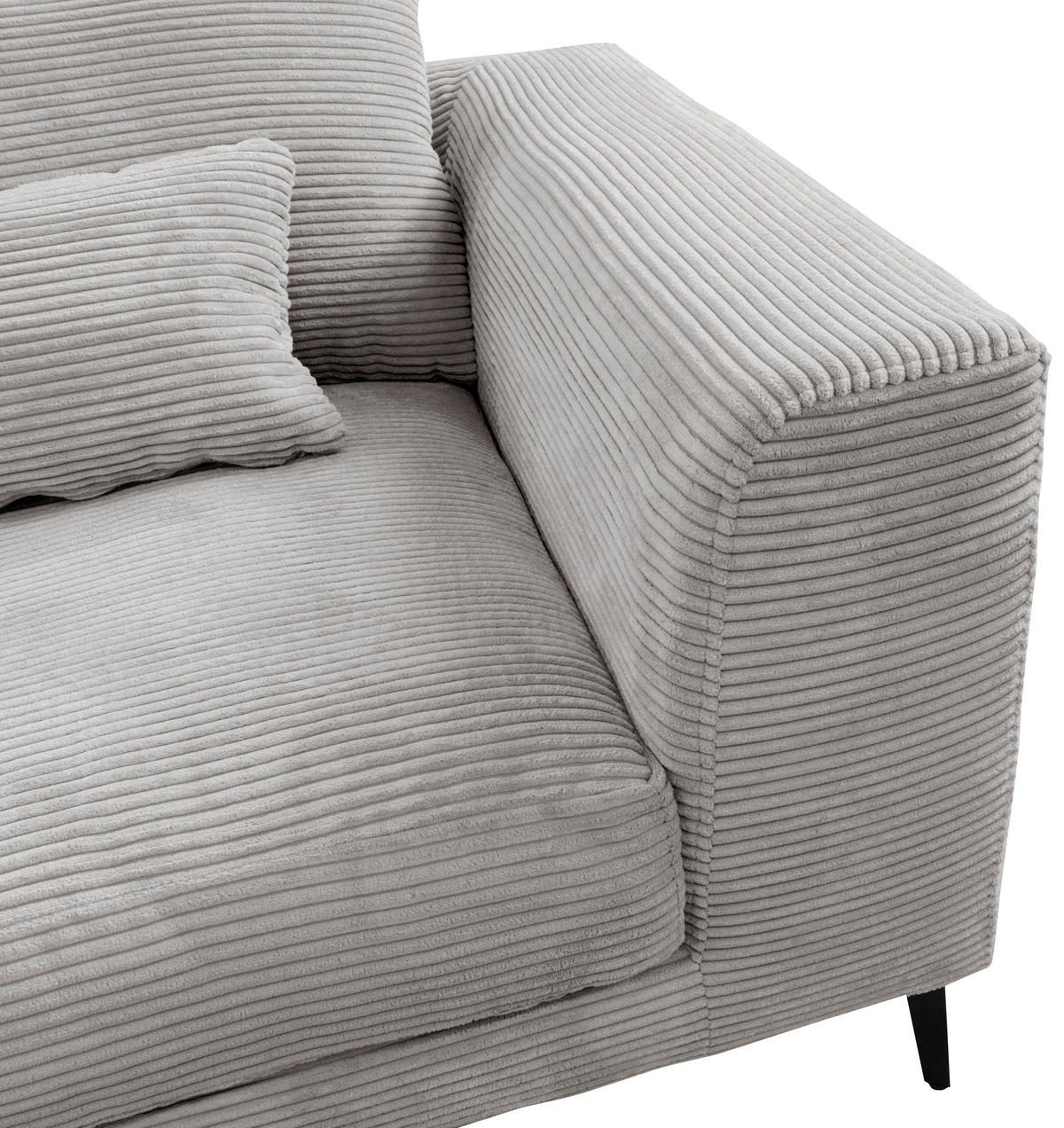 ECKSOFA in Cord Hellgrau  - Hellgrau/Schwarz, Design, Textil/Metall (172/313cm) - Livetastic