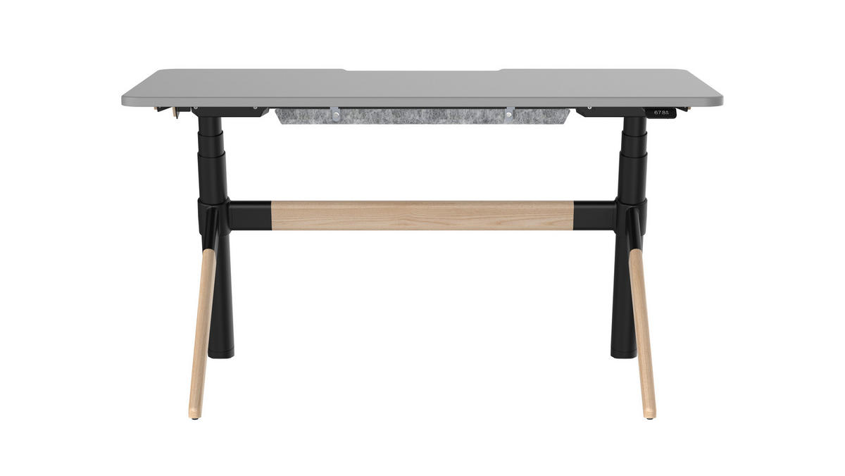 SCHREIBTISCH 135/70/65-130 cm  in Anthrazit, Grau, Eichefarben  - Eichefarben/Anthrazit, Design, Holzwerkstoff/Metall (135/70/65-130cm) - Voleo