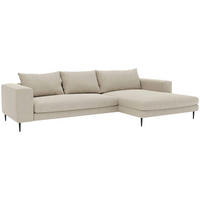 ECKSCHLAFSOFA in Struktur Beige  - Beige/Schwarz, Modern, Textil/Metall (315/170cm) - Trendmanufaktur