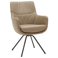 ARMLEHNSTUHL  in Echtleder pigmentiert  - Taupe/Schwarz, Design, Leder/Metall (60/90/61cm) - Dieter Knoll