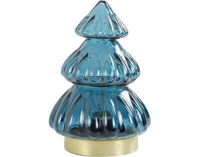 LED-TISCHLEUCHTE 12/12/18 cm  - Blau/Goldfarben, Basics, Glas (12/12/18cm)