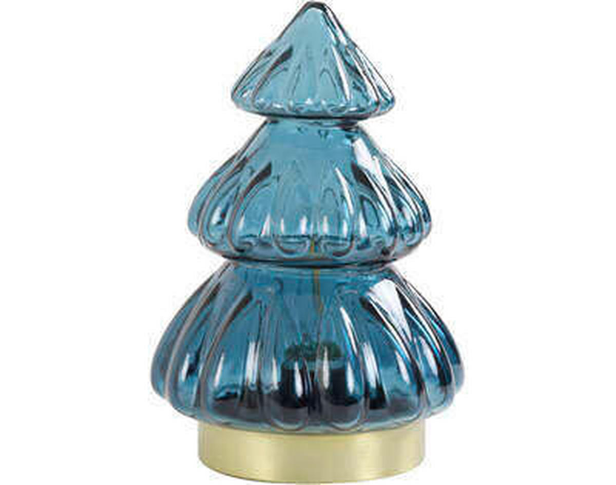 LED-TISCHLEUCHTE 12/12/18 cm  - Blau/Goldfarben, Basics, Glas (12/12/18cm)