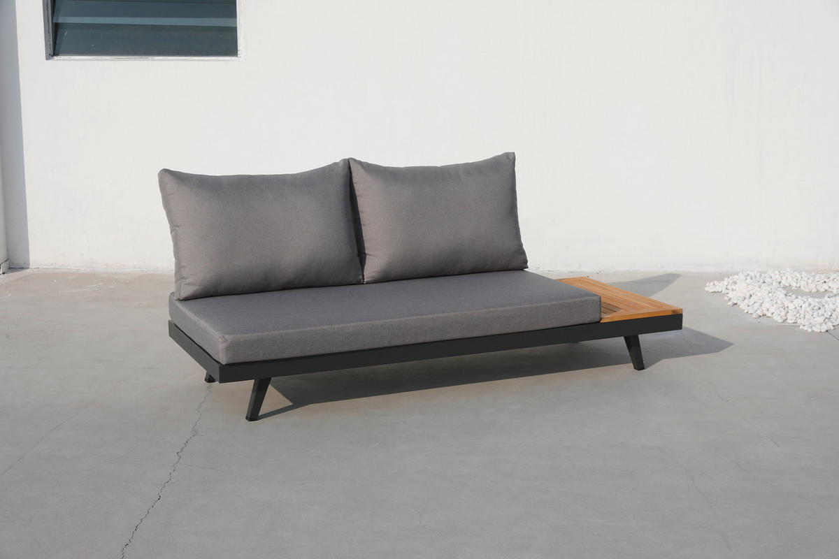 ENSEMBLE LOUNGE  175/175 cm   - Anthrazit/Silberfarben, Basics, Holz/Textil (175/175cm) - Gardenson