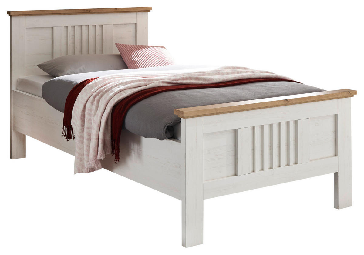 BETT 100/200 cm  Weiss, Eichefarben   - Weiss/Eichefarben, Lifestyle, Holzwerkstoff (100/200cm) - Landscape