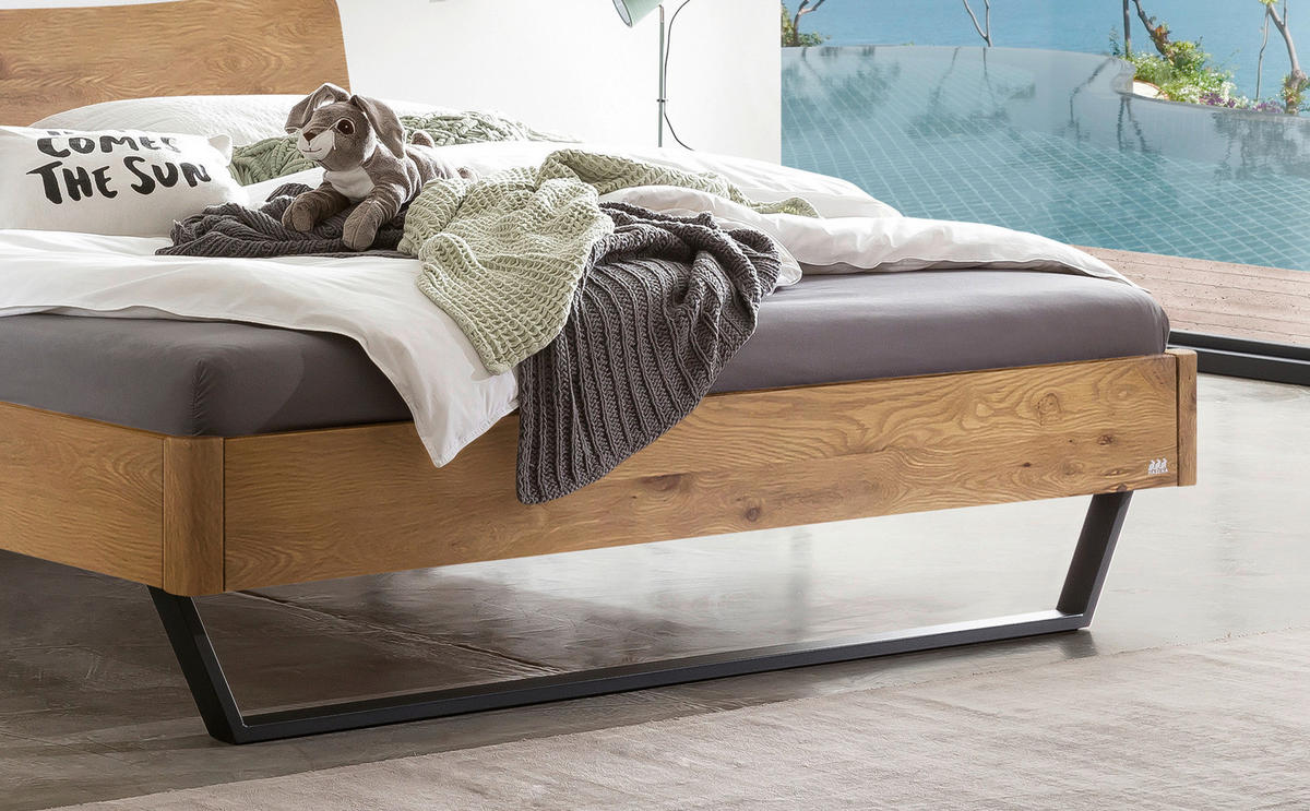 BETT 140/200 cm  in Anthrazit, Wildeiche  - Wildeiche/Anthrazit, Design, Holz/Metall (140/200cm) - Hasena
