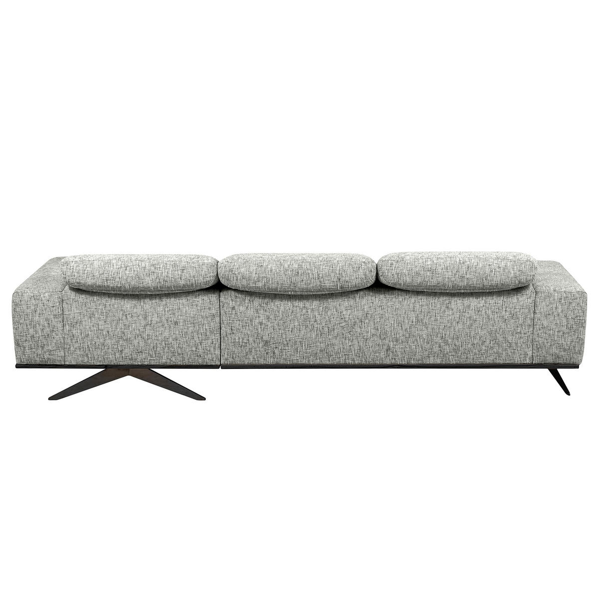 ECKSOFA PORTLAND in Struktur Grau Kopfteilverstellung  295/187 cm  - Schwarz/Grau, Design, Holz/Textil (295/187cm) - Livetastic