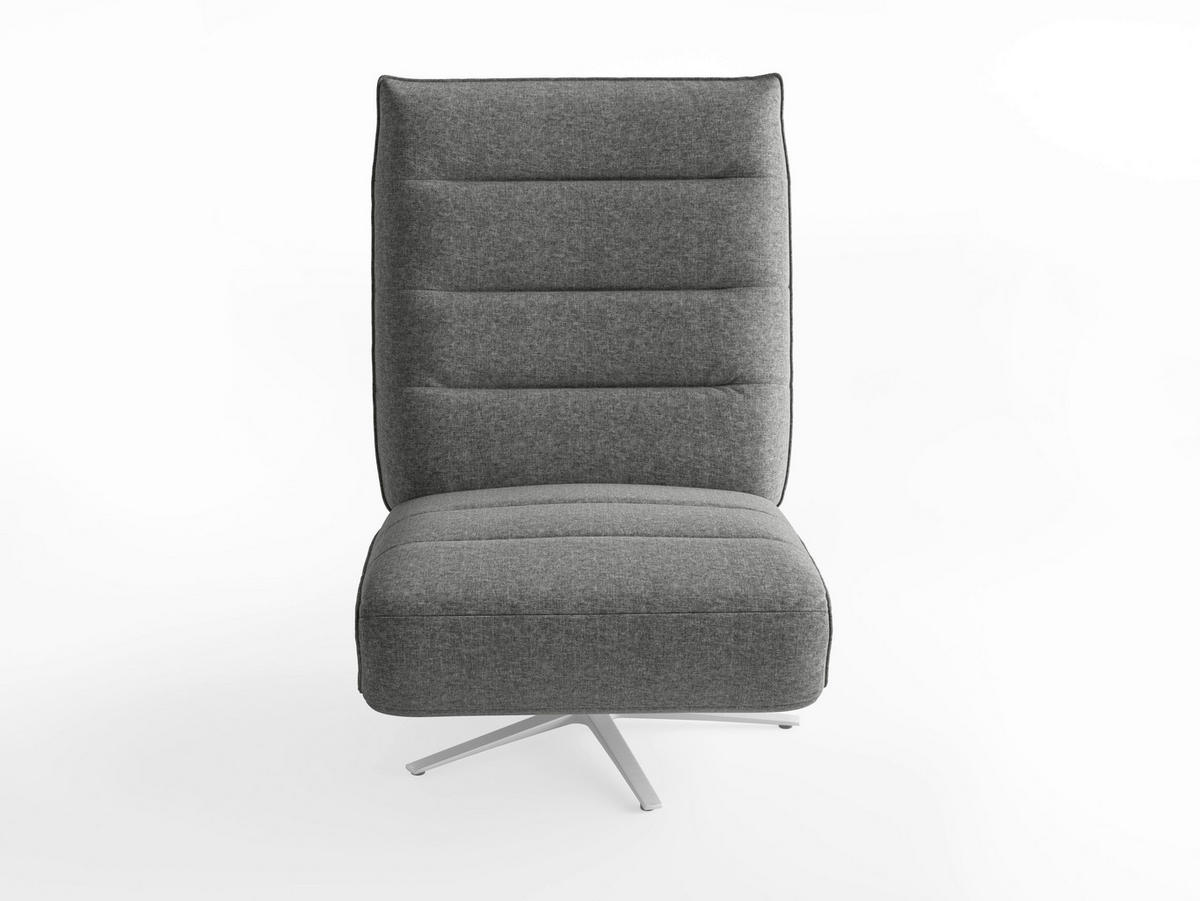 RELAXSESSEL EVE E Chenille Kopfteilverstellung, Rücken echt    - Anthrazit/Silberfarben, Basics, Textil/Metall (80/109/98cm) - Sit & More