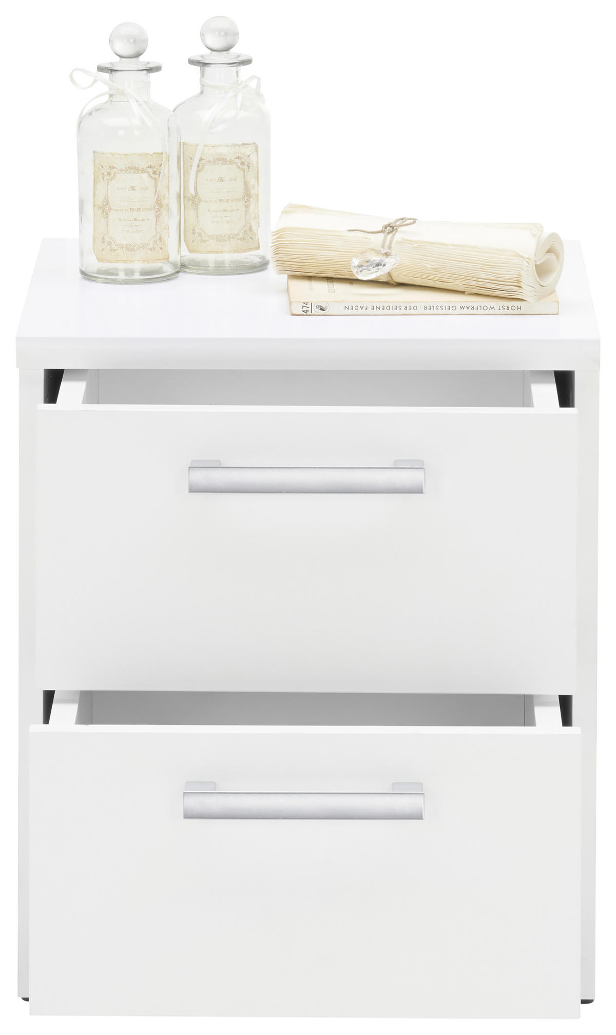 ÉJJELISZEKRÉNY fehér  - fekete/ezüstszínű, Konventionell, műanyag/faalapú anyag (38/46/36cm) - Xora