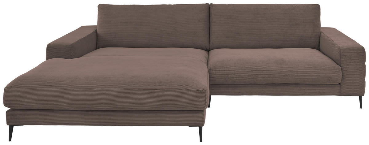 ECKSOFA Taupe Feincord  - Taupe/Schwarz, Design, Textil/Metall (207/293cm) - Dieter Knoll