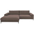 ECKSOFA Taupe Feincord  - Taupe/Schwarz, Design, Textil/Metall (207/293cm) - Dieter Knoll