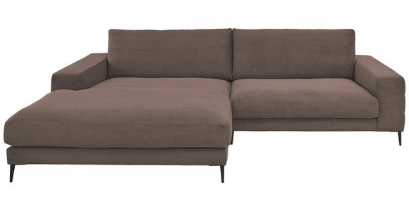 ECKSOFA Taupe Feincord  - Taupe/Schwarz, Design, Textil/Metall (207/293cm) - Dieter Knoll