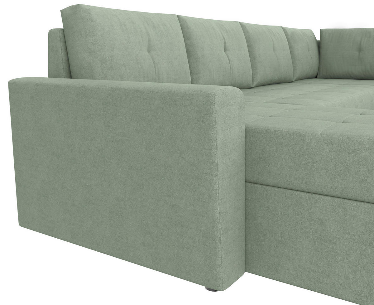 WOHNLANDSCHAFT TERMOLI in Jacquard Mintgrün  - Schwarz/Mintgrün, Design, Kunststoff/Textil (155/297/212cm) - MID.YOU