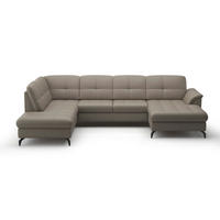 WOHNLANDSCHAFT in Vliesstoff Kombination Echtleder/Stoff Grau  - Schwarz/Grau, Modern, Leder/Textil (212/319/164cm) - Sit & More