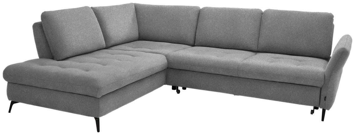 ECKSOFA in Bouclé Hellgrau  - Hellgrau/Schwarz, Natur, Textil/Metall (233/288cm) - Valnatura