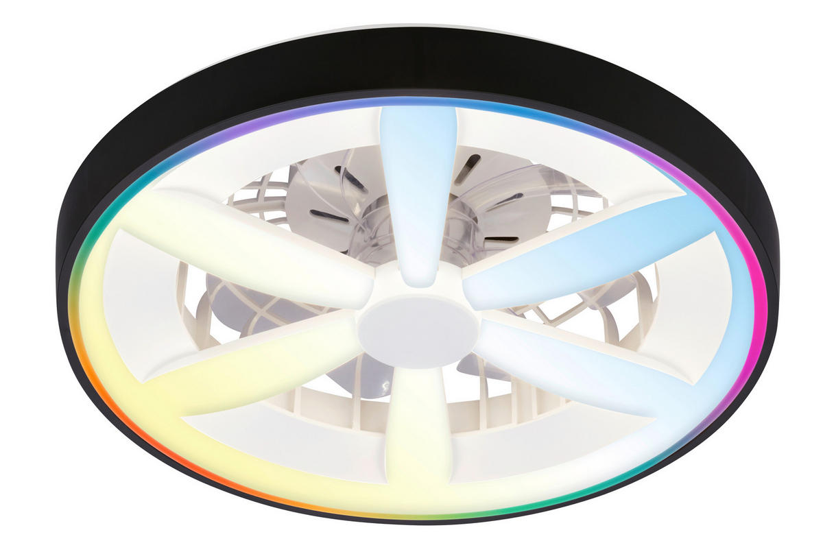 DECKENVENTILATOR 48./15 cm   - Schwarz/Weiß, Design, Kunststoff (48./15cm)