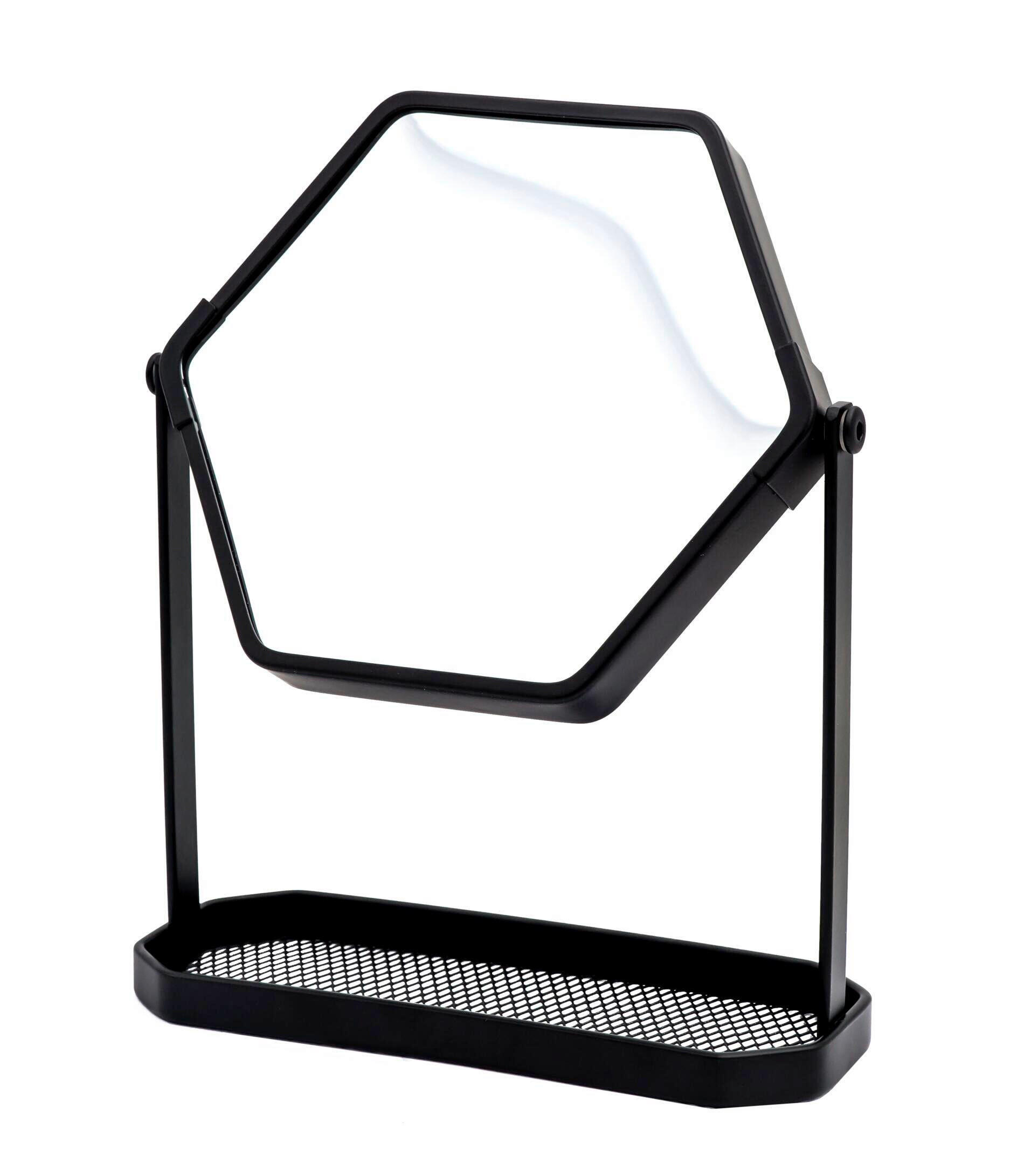 SCHMINKSPIEGEL  - Schwarz, Basics, Glas/Metall (19/23cm) - Sadena