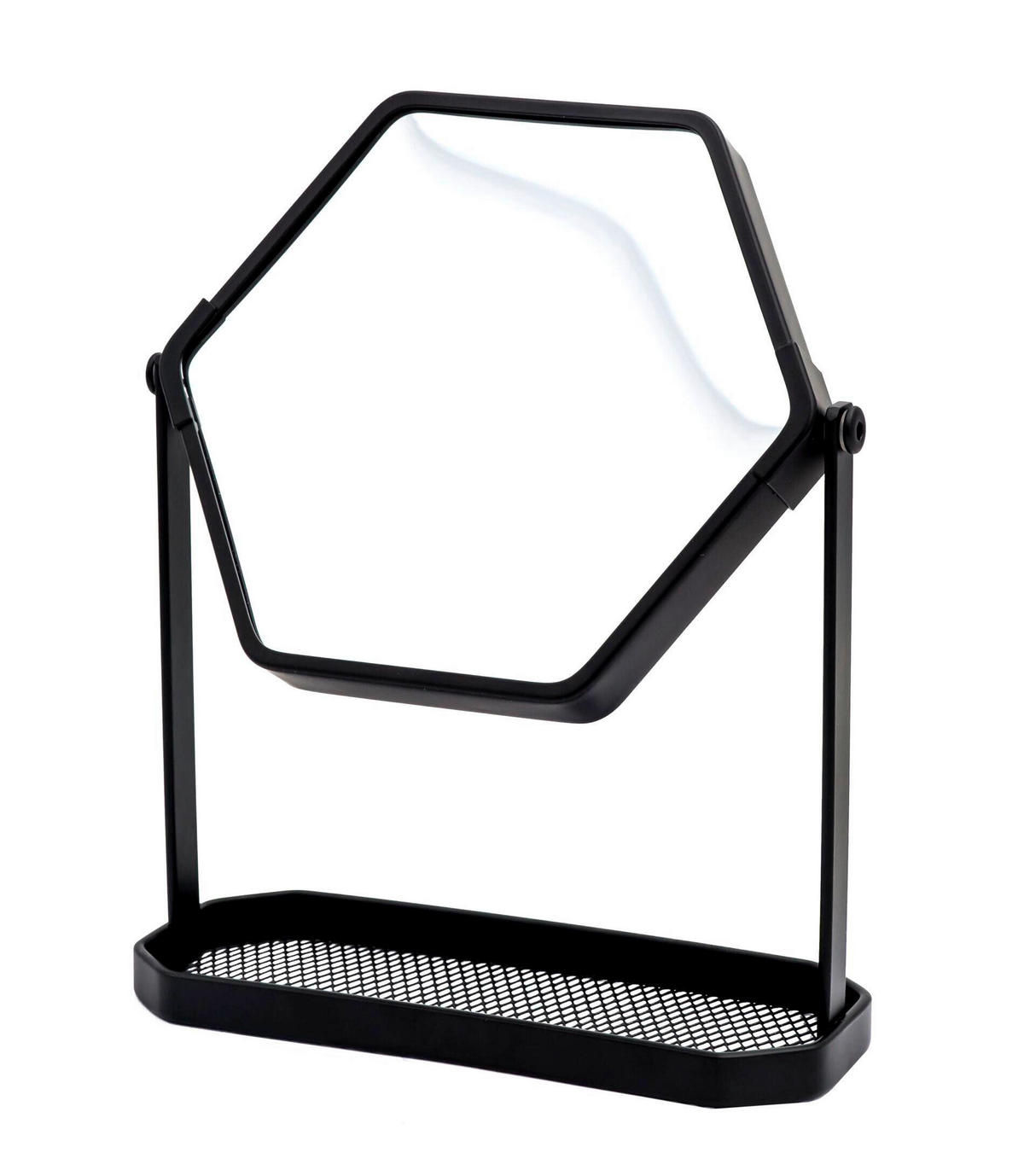 SCHMINKSPIEGEL  - Schwarz, Basics, Glas/Metall (19/23cm) - Sadena