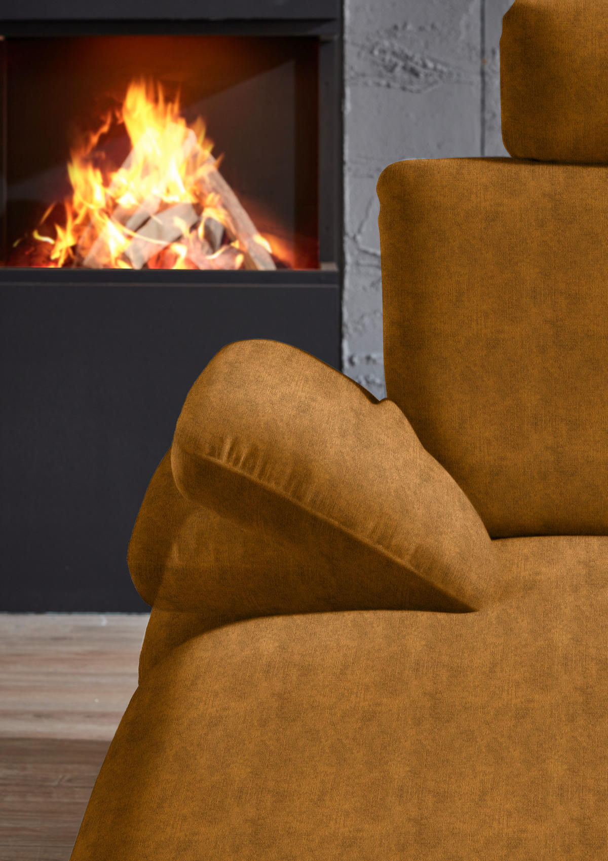 WOHNLANDSCHAFT in Velours Cognac  - Cognac/Schwarz, Design, Textil/Metall (180/344/208cm) - Dieter Knoll