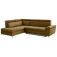 ECKSOFA  in Samt Braun, Gelb  - Chromfarben/Gelb, KONVENTIONELL, Textil/Metall (206/271cm) - Carryhome